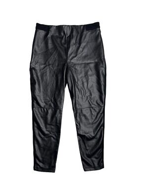 BETABRAND Black Faux Leather Yoga Dress Pants Slim Leg Women’s Petite Stretch